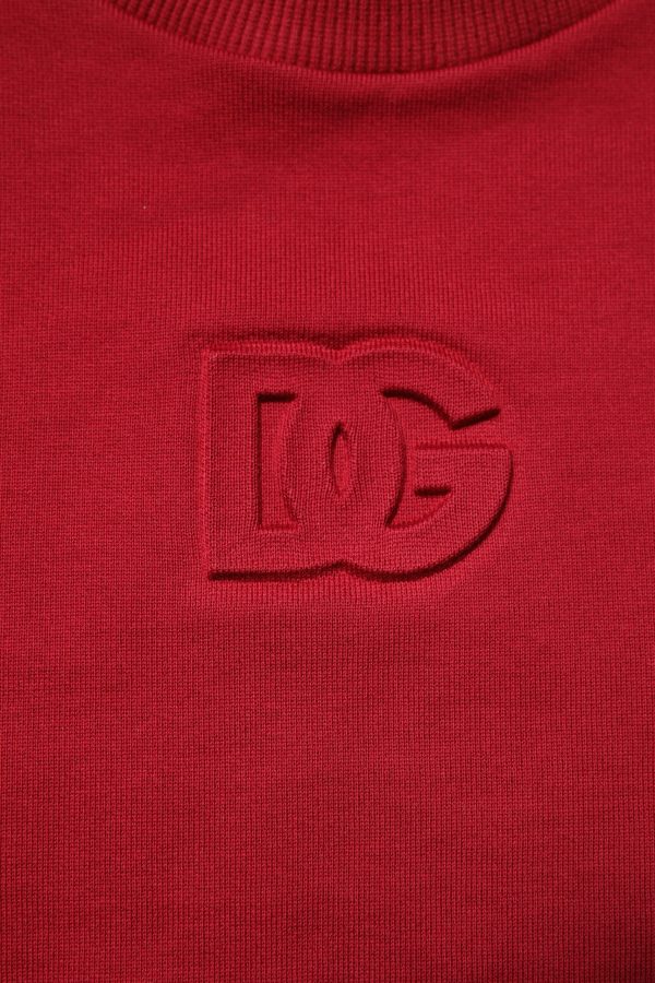 Red Embossed Logo Cotton Crew Neck Sweater - Image 8