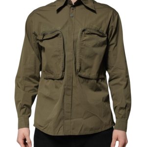 Army Green Button Down Long Sleeves Shirt