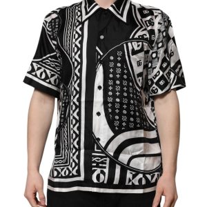 Black Bandana Casual Short Sleeve Shirt