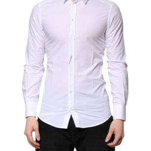 White Cotton GOLD Long Sleeves Dress Shirt