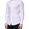 White Cotton GOLD Long Sleeves Dress Shirt - Image 3