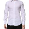 White Cotton GOLD Long Sleeve Men Dress Shirt - Image 2