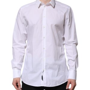 White Cotton GOLD Long Sleeves Dress Shirt