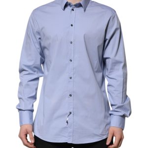 Blue Cotton GOLD Long Sleeves Dress Shirt