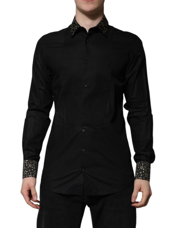 Black Cotton GOLD Long Sleeves Dress Shirt - Image 2