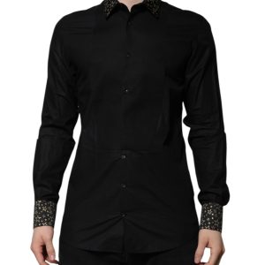 Black Cotton GOLD Long Sleeves Dress Shirt