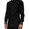 Black Cotton GOLD Long Sleeves Dress Shirt - Image 3