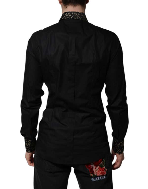 Black Cotton GOLD Long Sleeves Dress Shirt - Image 4