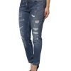 Blue Tattered Cotton Low Waist Denim Jeans - Image 3
