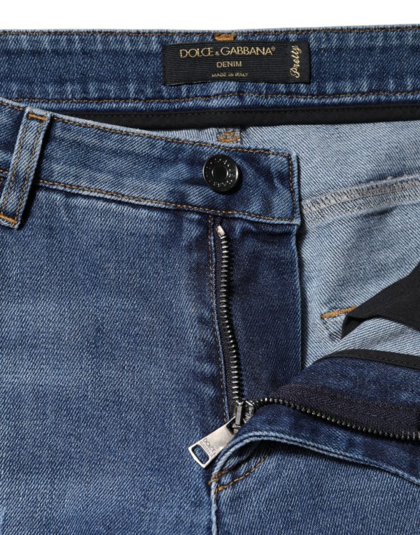 Blue Tattered Cotton Low Waist Denim Jeans - Image 6