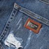 Blue Tattered Cotton Low Waist Denim Jeans - Image 7