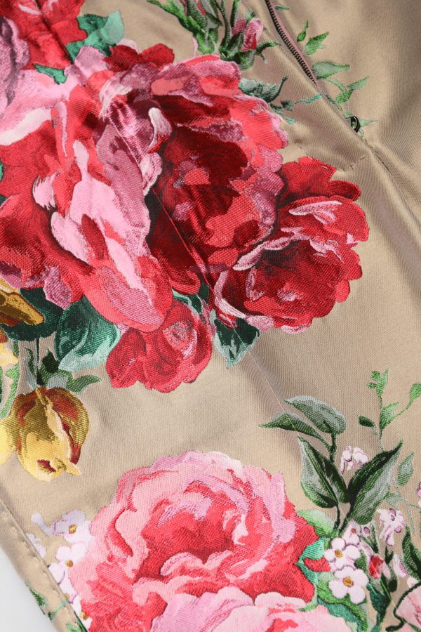 Beige Floral Print Women High Waist Pants - Image 7