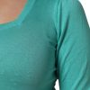 Aqua Blue Silk Short Sleeves Square Neck Top - Image 7
