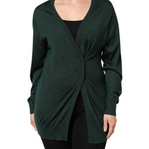 Dark Green Cashmere Silk Cardigan Sweater