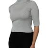Light Green Silk Turtleneck 3/4 Sleeves Top - Image 3