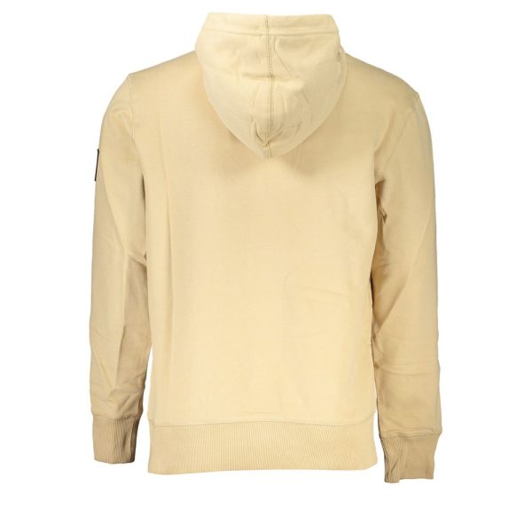 Beige Brushed Cotton Hoodie with Central Pocket - Image 2