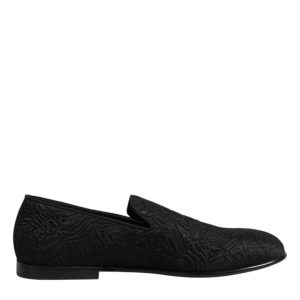 Black Jacquard Slip On Loafers Formal Shoes