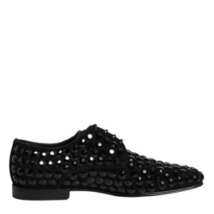 Black Suede Strass Derby Formal Shoes