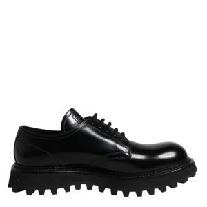 Black Leather Lace Up Derby Men Dress Shoes