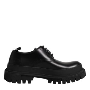 Black Leather Lace Up Derby Men Dress Shoes