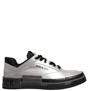 Metallic Silver Low Top Lace Up Sneakers Shoes