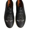 Black Leather Bee Crown Low Top Sneakers Shoes - Image 3