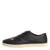 Black Leather Bee Crown Low Top Sneakers Shoes - Image 6