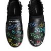 Black Leather Studded Graffiti Sneakers Shoes - Image 3