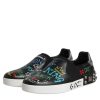 Black Leather Studded Graffiti Sneakers Shoes - Image 4