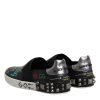 Black Leather Studded Graffiti Sneakers Shoes - Image 5