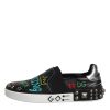 Black Leather Studded Graffiti Sneakers Shoes - Image 6
