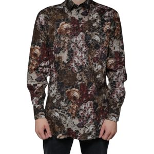 Multicolor Floral GOLD Cotton Men Dress Shirt