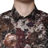 Multicolor Floral GOLD Cotton Men Dress Shirt - Image 3