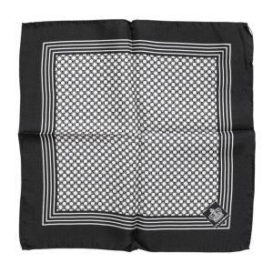 Black White Patterned Square Men Foulard Scarf