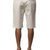 Beige Cotton Stretch Mid Waist Bermuda Shorts - Image 4