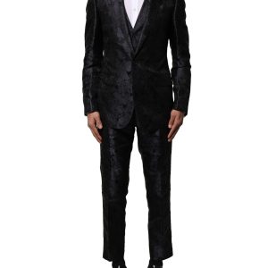 Black Jacquard 3 Piece Single Breasted Suit