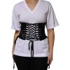 Black Cotton Waist LaceUp Strap Corset Belt - Image 2