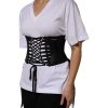 Black Cotton Waist LaceUp Strap Corset Belt - Image 3