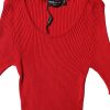 Red Round Neck Short Sleeves Pullover Top - Image 7