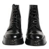 Black Leather Logo Ankle Boots Lace Up Shoes - Image 2