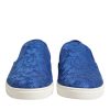 Blue Leather Lace Slip On Sneaker Shoes - Image 2