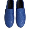 Blue Leather Lace Slip On Sneaker Shoes - Image 3