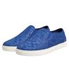 Blue Leather Lace Slip On Sneaker Shoes - Image 4