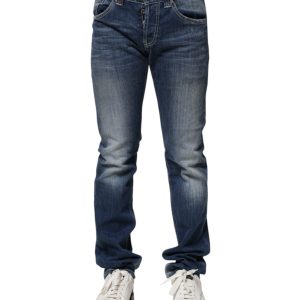 Blue Washed Skinny Fit Casual Men Denim Jeans