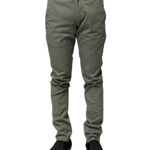 Green Mid Waist Skinny Fit Casual Pants