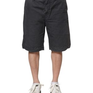 Dark Gray Cotton Stretch Denim Bermuda Shorts
