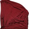 Red Viscose Fitted One Shoulder Midi Dress - Image 6