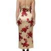 Beige Floral Spaghetti Strap Sheath Dress - Image 4