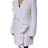 White Polyester Long Sleeves Ruffled Wrap Jacket - Image 2