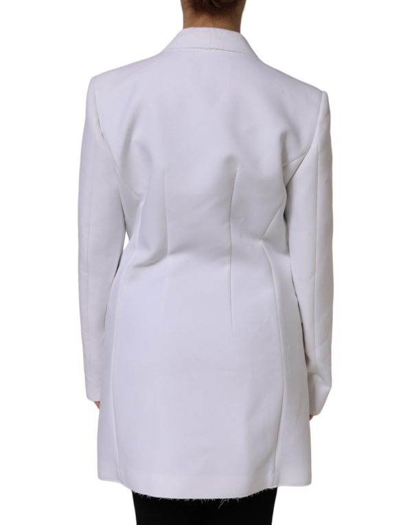 White Polyester Long Sleeves Ruffled Wrap Jacket - Image 3
